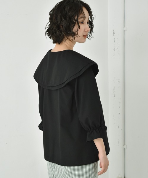 RETRO GIRL(レトロガール)の「ダブルカラーBL(シャツ/ブラウス・レディース・ブラック/オフホワイト/ブルー・FREE)」の19枚目の写真