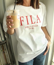 FILA（フィラ）の「【FILA】 ロゴ プリント / 刺繍 レギュラーシルエット ハーフスリーブ 綿100 Tシャツ（Tシャツ/カットソー）」