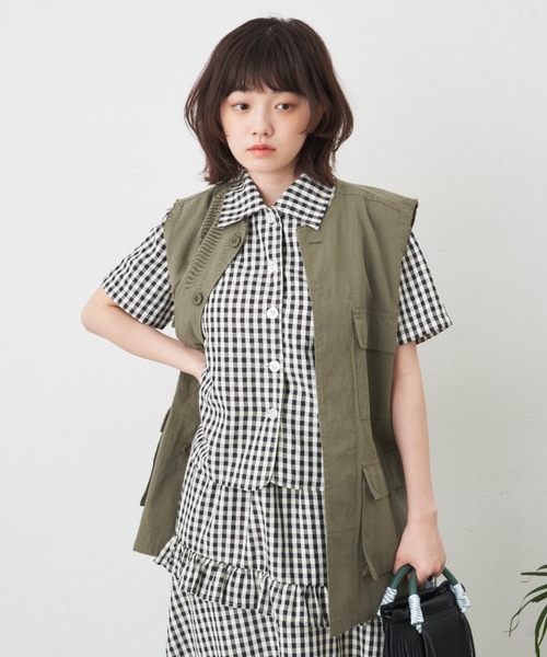 MERLOT(メルロー)の「パターンバリエーションシャツ/セットアップ対応(Tシャツ/カットソー・レディース・ピンク/グリーン/ブラック・FREE)」の5枚目の写真