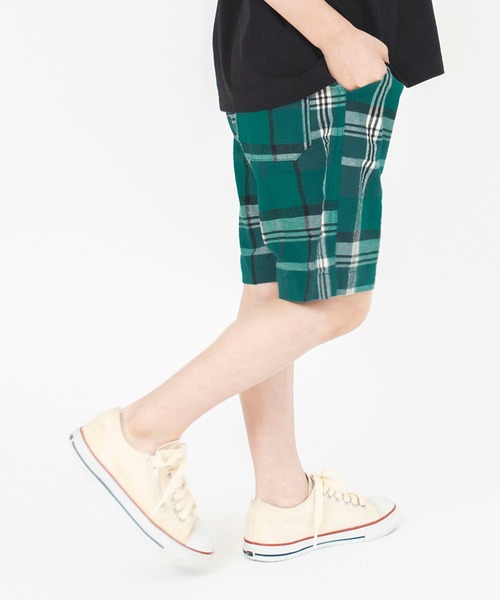 BRANSHES（ブランシェス）の「【きれいめワイドチェック】ハーフパンツ（その他パンツ・キッズ・ブラウン/グリーン/ブルー・110/120/130/150/90/140/100）」の15枚目の写真