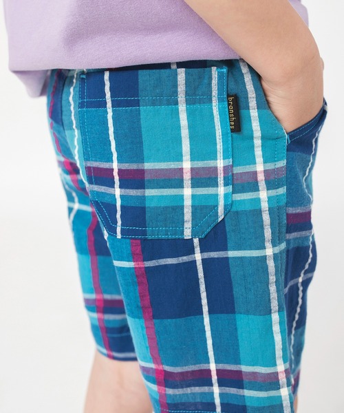 BRANSHES（ブランシェス）の「【きれいめワイドチェック】ハーフパンツ（その他パンツ・キッズ・ブラウン/グリーン/ブルー・110/120/130/150/90/140/100）」の22枚目の写真