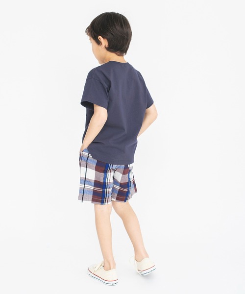 BRANSHES（ブランシェス）の「【きれいめワイドチェック】ハーフパンツ（その他パンツ・キッズ・ブラウン/グリーン/ブルー・110/120/130/150/90/140/100）」の6枚目の写真