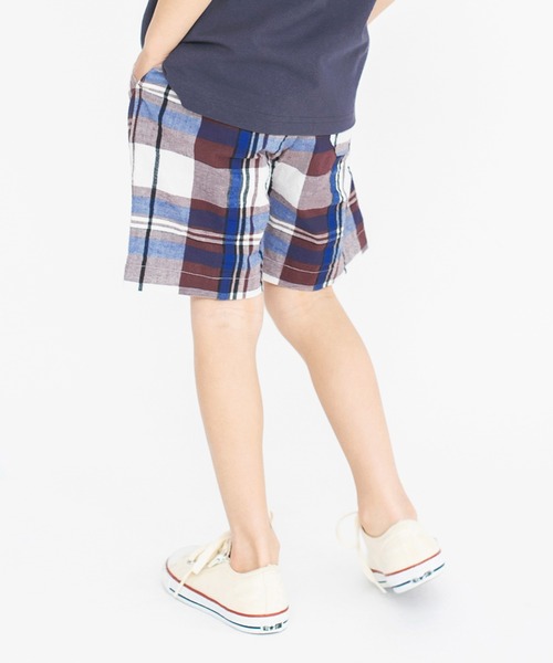 BRANSHES（ブランシェス）の「【きれいめワイドチェック】ハーフパンツ（その他パンツ・キッズ・ブラウン/グリーン/ブルー・110/120/130/150/90/140/100）」の9枚目の写真