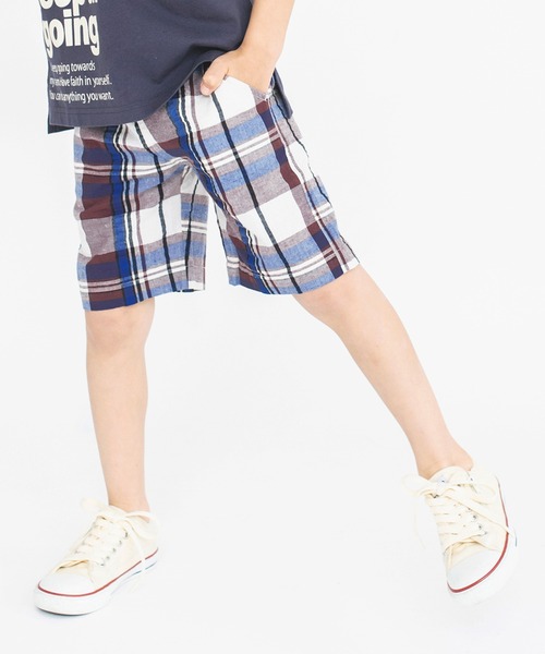 BRANSHES（ブランシェス）の「【きれいめワイドチェック】ハーフパンツ（その他パンツ・キッズ・ブラウン/グリーン/ブルー・110/120/130/150/90/140/100）」の7枚目の写真