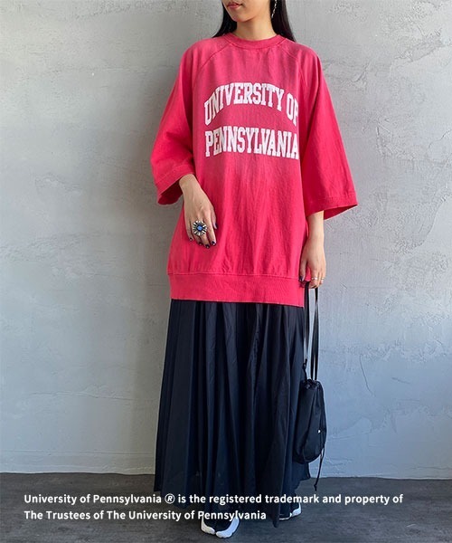 JEANS FACTORY Clothes（ジーンズファクトリークローズ）の「[Jeans Factory Clothes/ジーンズファクトリークローズ] 日焼け加工 カレッジロゴプリント ショートスリーブスウェット（スウェット・レディース・レッド/ネイビー/グレー系1/グレー系2・L/M）」の15枚目の写真