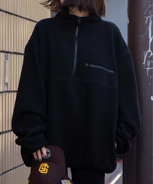 WEGO(ウィゴー)の「WEGO/フリースハーフZIPプルオーバー(スウェット・レディース・マスタード/ホワイト/ダークグリーン/ブラック/その他3/その他2/その他4/その他1・LARGE/MEDIUM/X-LARGE)」の14枚目の写真