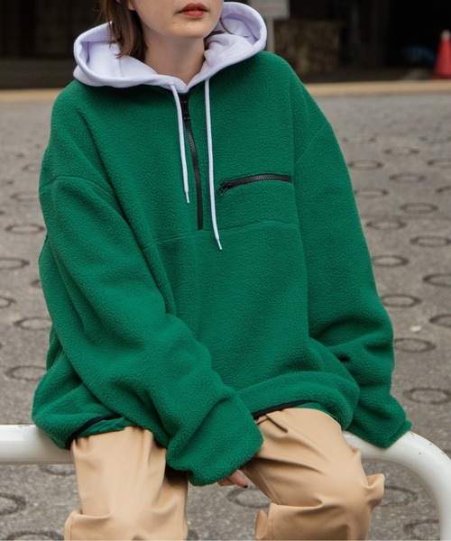 WEGO(ウィゴー)の「WEGO/フリースハーフZIPプルオーバー(スウェット・レディース・マスタード/ホワイト/ダークグリーン/ブラック/その他3/その他2/その他4/その他1・LARGE/MEDIUM/X-LARGE)」の18枚目の写真