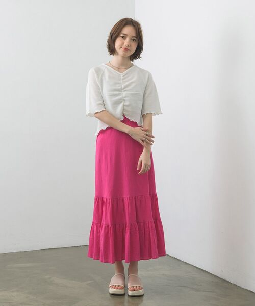 RETRO GIRL（レトロガール）の「シャーリングメロウTee（Tシャツ/カットソー・レディース・ブラック/パープル/オフホワイト/イエロー・FREE）」の5枚目の写真