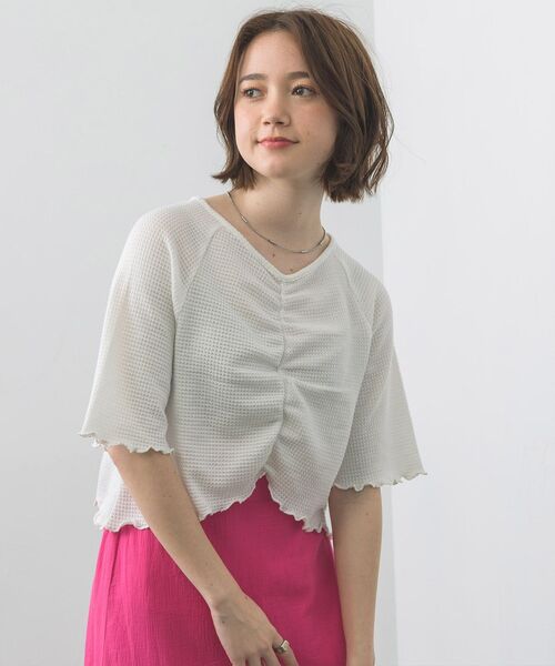 RETRO GIRL（レトロガール）の「シャーリングメロウTee（Tシャツ/カットソー・レディース・ブラック/パープル/オフホワイト/イエロー・FREE）」の9枚目の写真