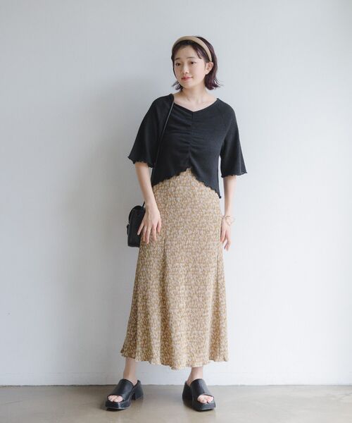 RETRO GIRL（レトロガール）の「シャーリングメロウTee（Tシャツ/カットソー・レディース・ブラック/パープル/オフホワイト/イエロー・FREE）」の12枚目の写真