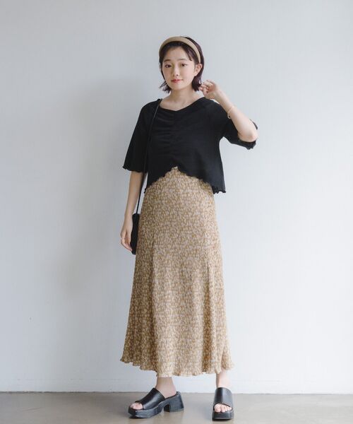 RETRO GIRL（レトロガール）の「シャーリングメロウTee（Tシャツ/カットソー・レディース・ブラック/パープル/オフホワイト/イエロー・FREE）」の15枚目の写真