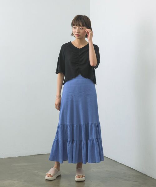 RETRO GIRL（レトロガール）の「シャーリングメロウTee（Tシャツ/カットソー・レディース・ブラック/パープル/オフホワイト/イエロー・FREE）」の16枚目の写真