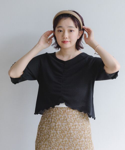 RETRO GIRL（レトロガール）の「シャーリングメロウTee（Tシャツ/カットソー・レディース・ブラック/パープル/オフホワイト/イエロー・FREE）」の19枚目の写真