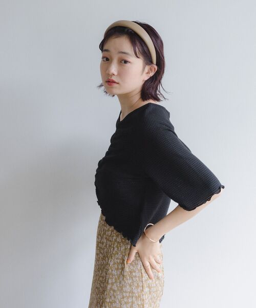 RETRO GIRL（レトロガール）の「シャーリングメロウTee（Tシャツ/カットソー・レディース・ブラック/パープル/オフホワイト/イエロー・FREE）」の20枚目の写真