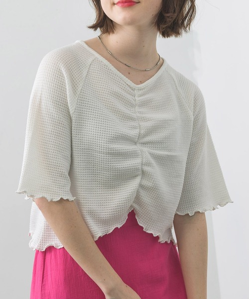 RETRO GIRL（レトロガール）の「シャーリングメロウTee（Tシャツ/カットソー・レディース・ブラック/パープル/オフホワイト/イエロー・FREE）」の2枚目の写真