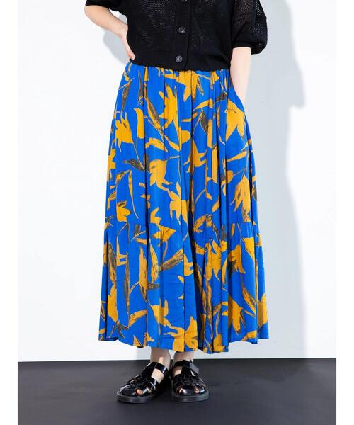 koe（コエ）の「レーヨンビックフラワープリントギャザースカート（スカート・レディース・ブラック/ピンク/ブルー・FREE）」の10枚目の写真