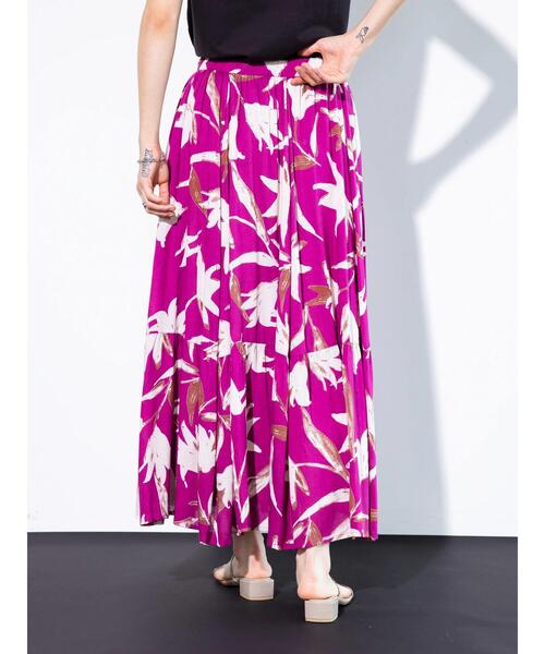 koe（コエ）の「レーヨンビックフラワープリントギャザースカート（スカート・レディース・ブラック/ピンク/ブルー・FREE）」の13枚目の写真