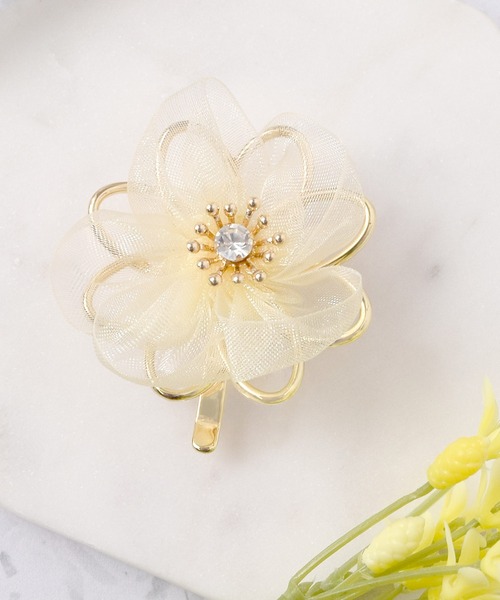 透かしメタル/オーガンジーフラワー/ポニーフック(その他ヘア 透かしメタル/オーガンジーフラワー/ポニーフック(その他ヘア