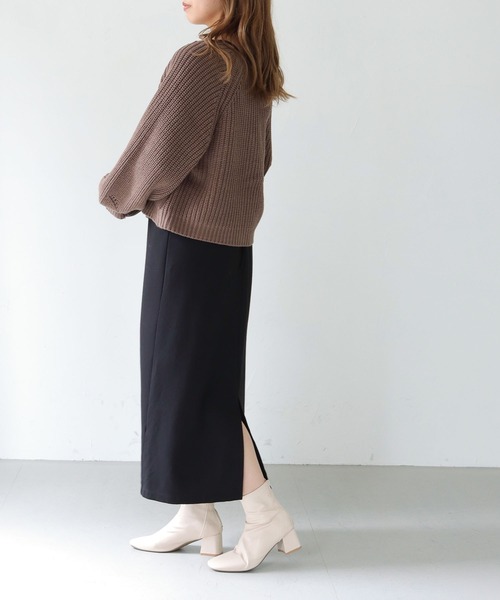 HER CLOSET（ハークローゼット）の「【shemoshelly】WEB限定バルキーニットVネックショートカーディガン（カーディガン/ボレロ・レディース・ブラック/ブラウン/イエロー/ライトベージュ・M）」の18枚目の写真