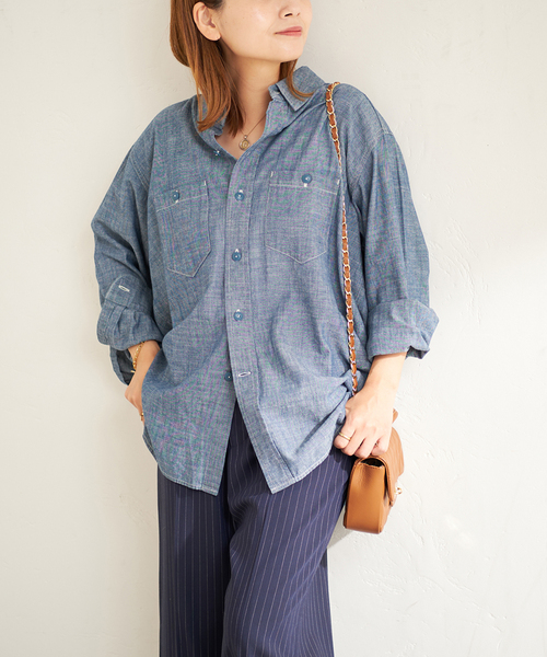JOURNAL STANDARD（ジャーナルスタンダード）の「CHAMBRAY SHIRT（シャツ/ブラウス・レディース・ネイビー/ブルー系その他・FREE）」の21枚目の写真