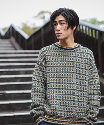 BEAMS | BEAMS / マルチ ジャカード クルーネック ニット(ニット/セーター)