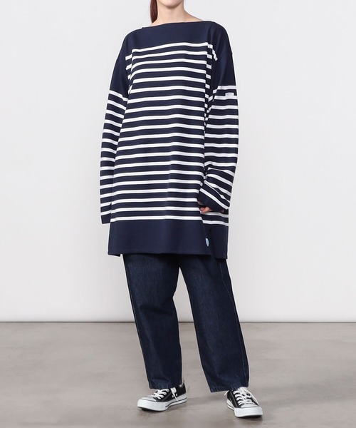 【定価1.7万】オーシバル ORCIVAL *ビッグサイズラッセルフレンチセーラーTシャツ*8チュニック長袖ブルー綿(4-2409-8)【70J42】 ORCIVAL 【定価1.7万】オーシバル *ビッグサイズラッセル