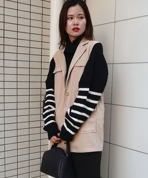 CORNERS（コーナーズ）の「オープンカラーミリタリーベスト（ベスト・レディース・ブラック/カーキ/ベージュ・M）」の13枚目の写真