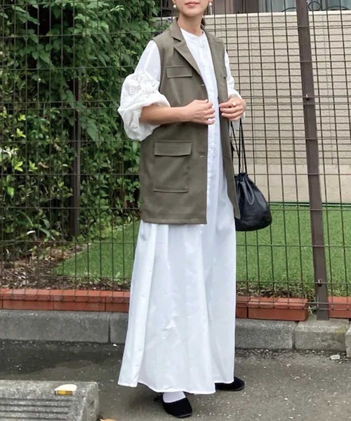 CORNERS（コーナーズ）の「オープンカラーミリタリーベスト（ベスト・レディース・ブラック/カーキ/ベージュ・M）」の18枚目の写真