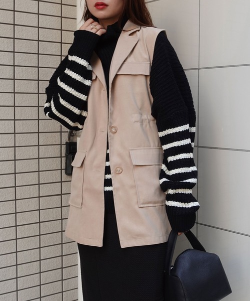 CORNERS（コーナーズ）の「オープンカラーミリタリーベスト（ベスト・レディース・ブラック/カーキ/ベージュ・M）」の16枚目の写真