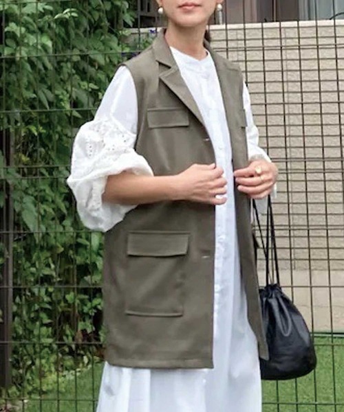 CORNERS（コーナーズ）の「オープンカラーミリタリーベスト（ベスト・レディース・ブラック/カーキ/ベージュ・M）」の17枚目の写真