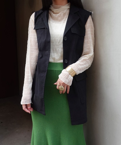 CORNERS（コーナーズ）の「オープンカラーミリタリーベスト（ベスト・レディース・ブラック/カーキ/ベージュ・M）」の22枚目の写真