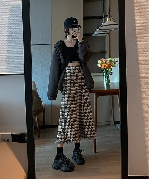 LOPASS(ロパス)の「ハイウエストAラインニットスカート(スカート・レディース・グレー/ピンク・M/S/L)」の3枚目の写真