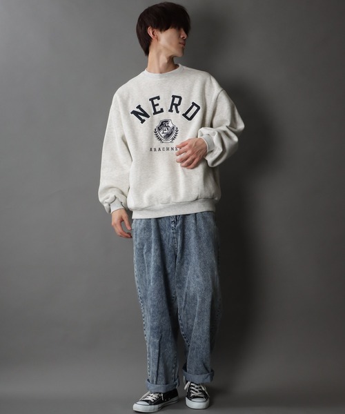 SITRY(シトリー)の「Big silhouette patch logo sweat shirt/裏起毛 ビッグシルエット ワッペンロゴ スウェット/トレーナー(スウェット・メンズ・チャコールグレー/アッシュグレー/グリーン/ブラウン・M/L/XL)」の14枚目の写真