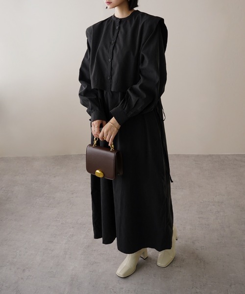IAMUSE(アイアミューズ)の「ピーチスキン前後2wayワンピース S0731【IAMUSE】(ワンピース・レディース・ブラック/ライトベージュ・FREE)」の4枚目の写真