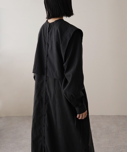 IAMUSE(アイアミューズ)の「ピーチスキン前後2wayワンピース S0731【IAMUSE】(ワンピース・レディース・ブラック/ライトベージュ・FREE)」の7枚目の写真