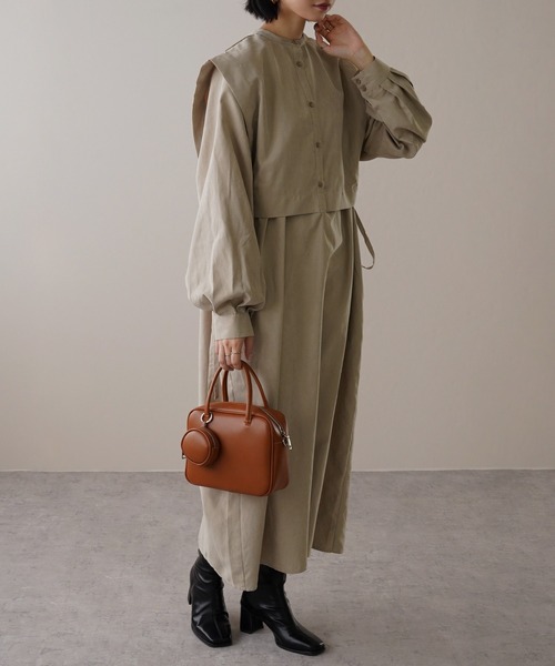 IAMUSE(アイアミューズ)の「ピーチスキン前後2wayワンピース S0731【IAMUSE】(ワンピース・レディース・ブラック/ライトベージュ・FREE)」の10枚目の写真