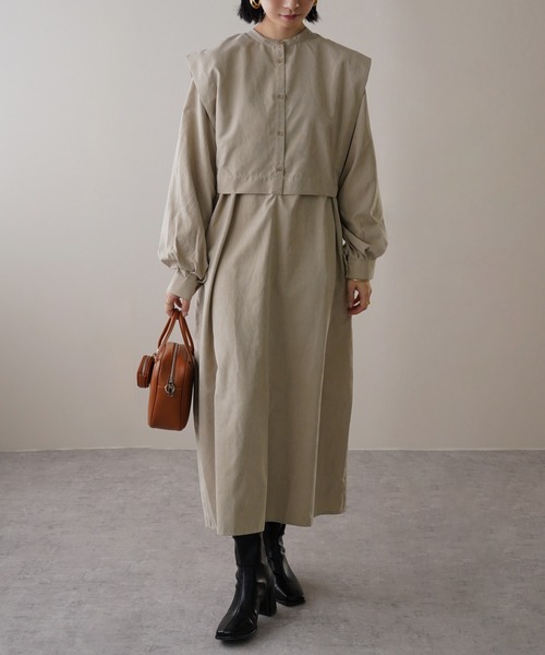 IAMUSE(アイアミューズ)の「ピーチスキン前後2wayワンピース S0731【IAMUSE】(ワンピース・レディース・ブラック/ライトベージュ・FREE)」の8枚目の写真