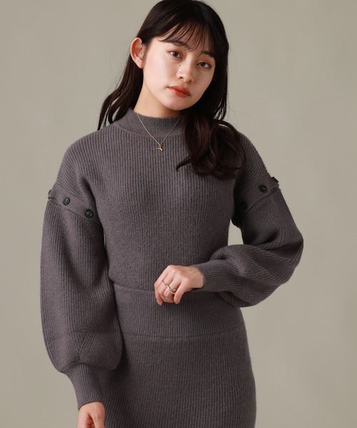 Cheek(チーク)の「袖ボタンニットセットアップ(セットアップ・レディース・ブラウン/ベージュ/チャコールグレー・MEDIUM)」の18枚目の写真
