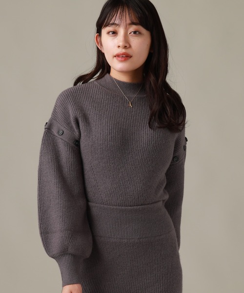 Cheek(チーク)の「袖ボタンニットセットアップ(セットアップ・レディース・ブラウン/ベージュ/チャコールグレー・MEDIUM)」の19枚目の写真