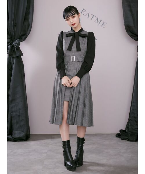 EATME(イートミー)の「プリーツボウタイワンピース(ワンピース・レディース・ブラック/ブラウン/グレー・SMALL/MEDIUM)」の16枚目の写真