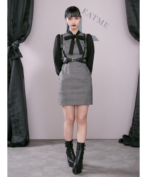 EATME(イートミー)の「プリーツボウタイワンピース(ワンピース・レディース・ブラック/ブラウン/グレー・SMALL/MEDIUM)」の5枚目の写真