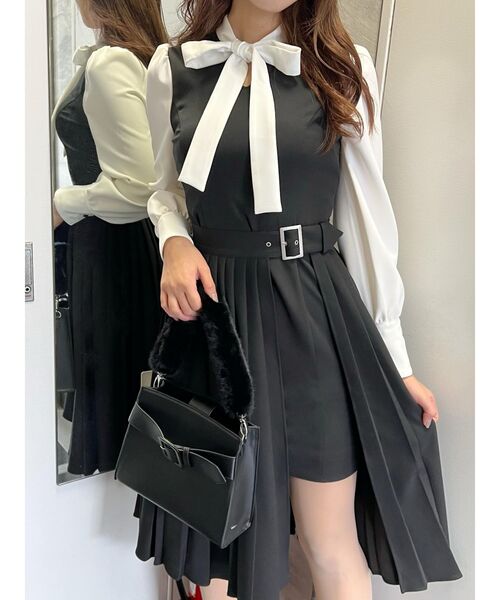 EATME(イートミー)の「プリーツボウタイワンピース(ワンピース・レディース・ブラック/ブラウン/グレー・SMALL/MEDIUM)」の8枚目の写真