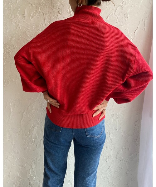 She's Closet(シーズクローゼット)の「ハイネック長袖ボリュームスリーブショート丈リブニットプルオーバー(ニット/セーター・レディース・アイボリー/ブラック/ベージュ/レッド/ブラウン・FREE)」の10枚目の写真