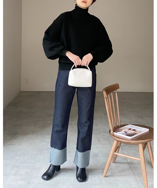 She's Closet(シーズクローゼット)の「ハイネック長袖ボリュームスリーブショート丈リブニットプルオーバー(ニット/セーター・レディース・アイボリー/ブラック/ベージュ/レッド/ブラウン・FREE)」の17枚目の写真