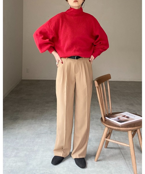 She's Closet(シーズクローゼット)の「ハイネック長袖ボリュームスリーブショート丈リブニットプルオーバー(ニット/セーター・レディース・アイボリー/ブラック/ベージュ/レッド/ブラウン・FREE)」の21枚目の写真