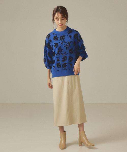 abahouse mavie（アバハウスマヴィ）の「ジャガード袖ボリュームプルオーバー（ニット/セーター・レディース・ブラウン/ブラック/グレイッシュベージュ/ブルー・フリー）」の16枚目の写真