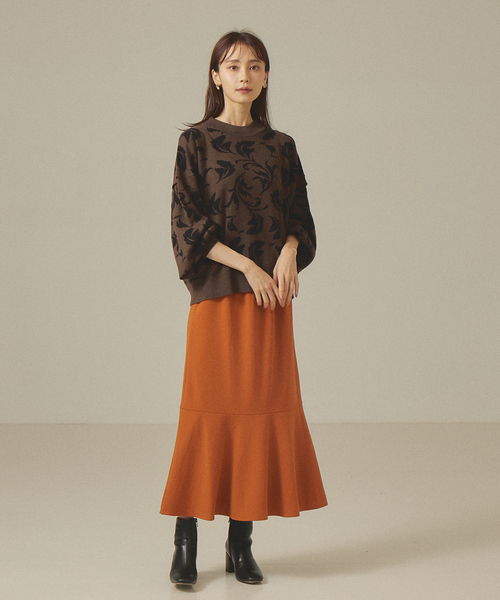 abahouse mavie（アバハウスマヴィ）の「ジャガード袖ボリュームプルオーバー（ニット/セーター・レディース・ブラウン/ブラック/グレイッシュベージュ/ブルー・フリー）」の20枚目の写真