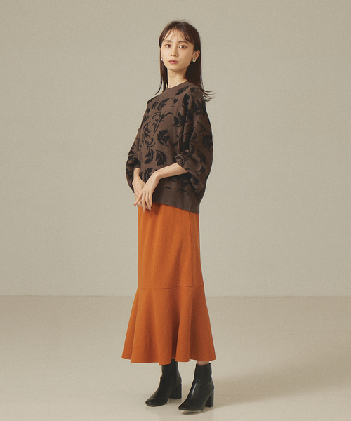 abahouse mavie（アバハウスマヴィ）の「ジャガード袖ボリュームプルオーバー（ニット/セーター・レディース・ブラウン/ブラック/グレイッシュベージュ/ブルー・フリー）」の21枚目の写真