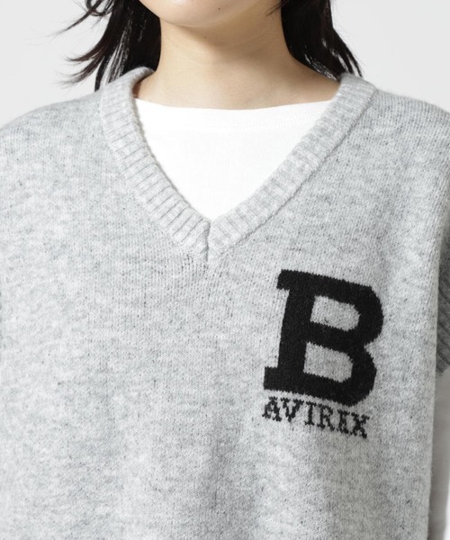 AVIREX（アヴィレックス）の「≪WEB&DEPOT限定≫JACQUAD LOGO KNIT VEST/ジャガードロゴニットベスト（ベスト・レディース・パープル/グレー・FREE）」の17枚目の写真