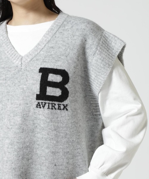 AVIREX（アヴィレックス）の「≪WEB&DEPOT限定≫JACQUAD LOGO KNIT VEST/ジャガードロゴニットベスト（ベスト・レディース・パープル/グレー・FREE）」の18枚目の写真
